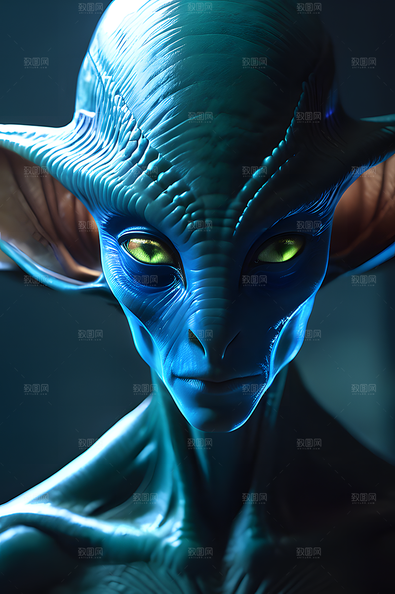 一个拥有蓝色长耳朵的外星人