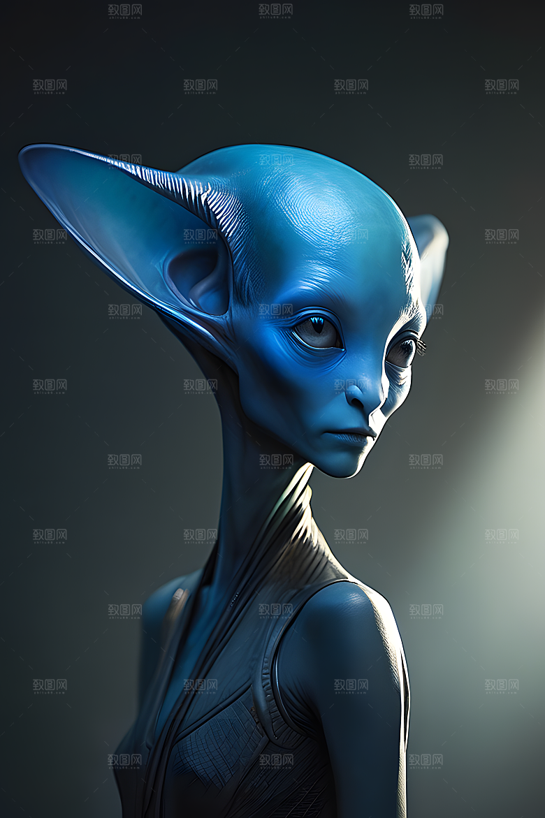 一个拥有蓝色长耳朵的外星人