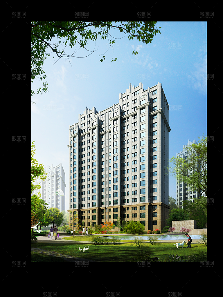 小区楼宇楼盘景观psd