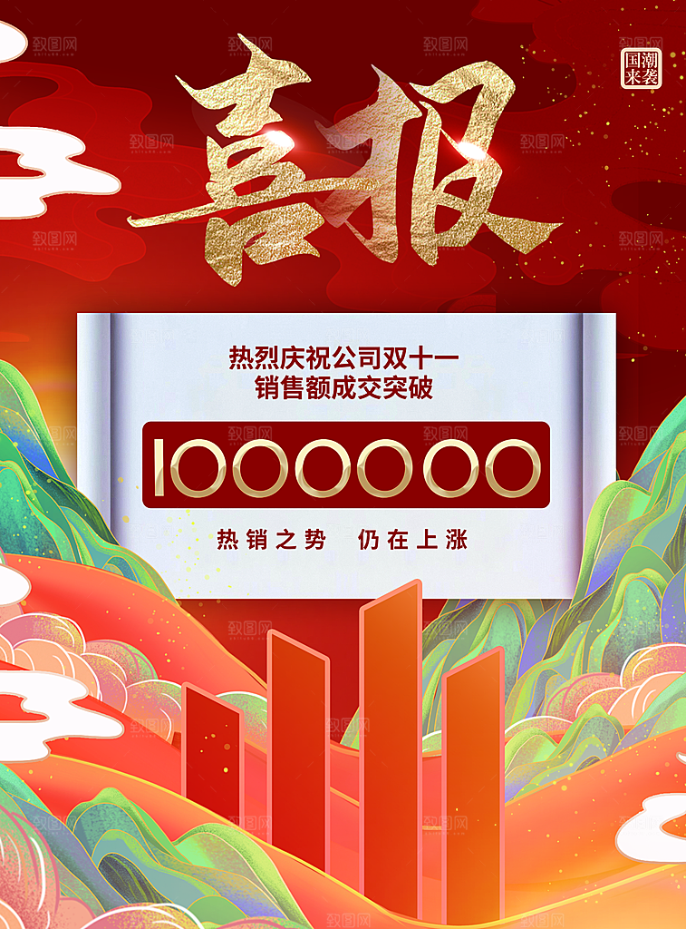 双十一销售额成交喜报