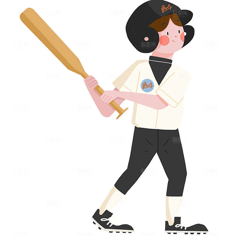 卡通棒球插画元素