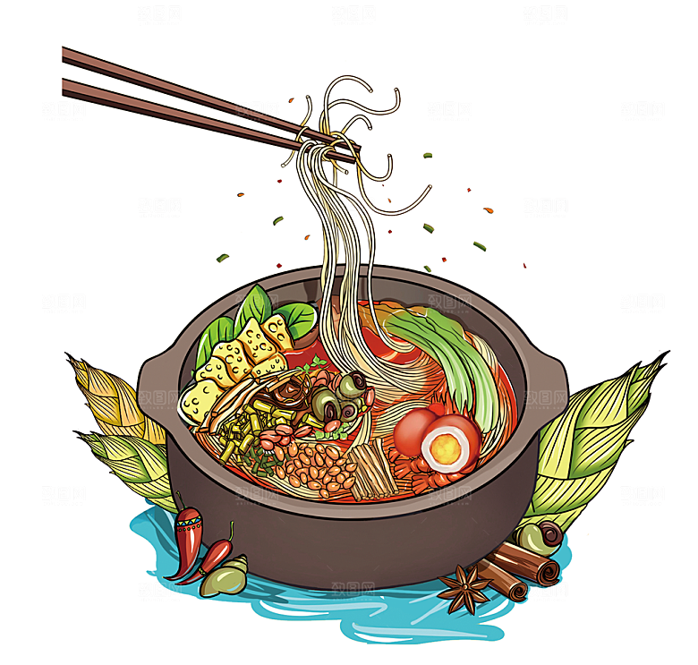 手绘免抠螺蛳粉插画