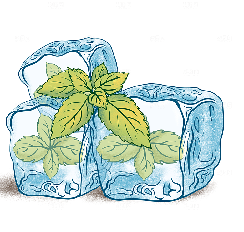 卡通手绘冰块插画