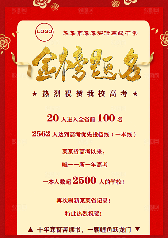 考学战报喜讯海报word设计