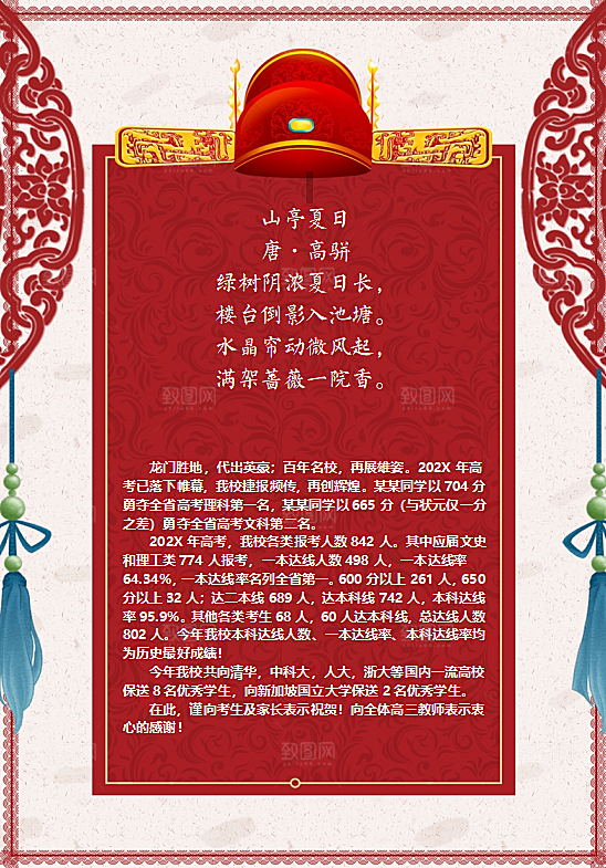 考学战报喜讯海报word设计