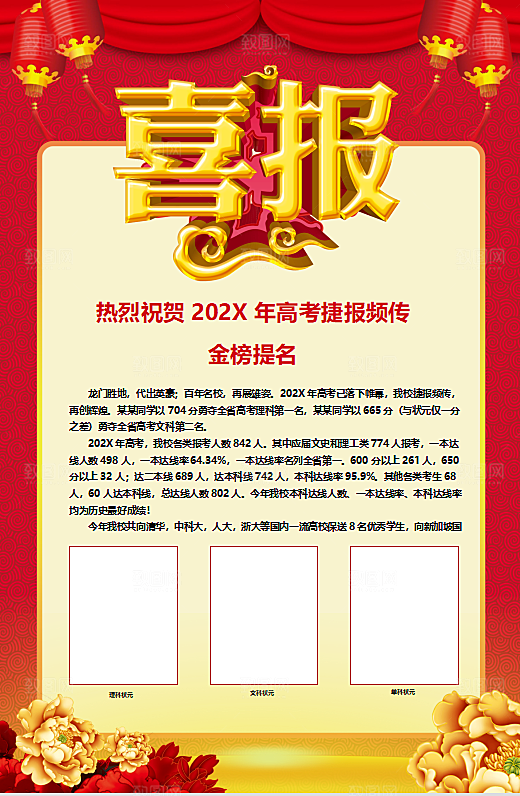 红色喜报荣誉战报海报