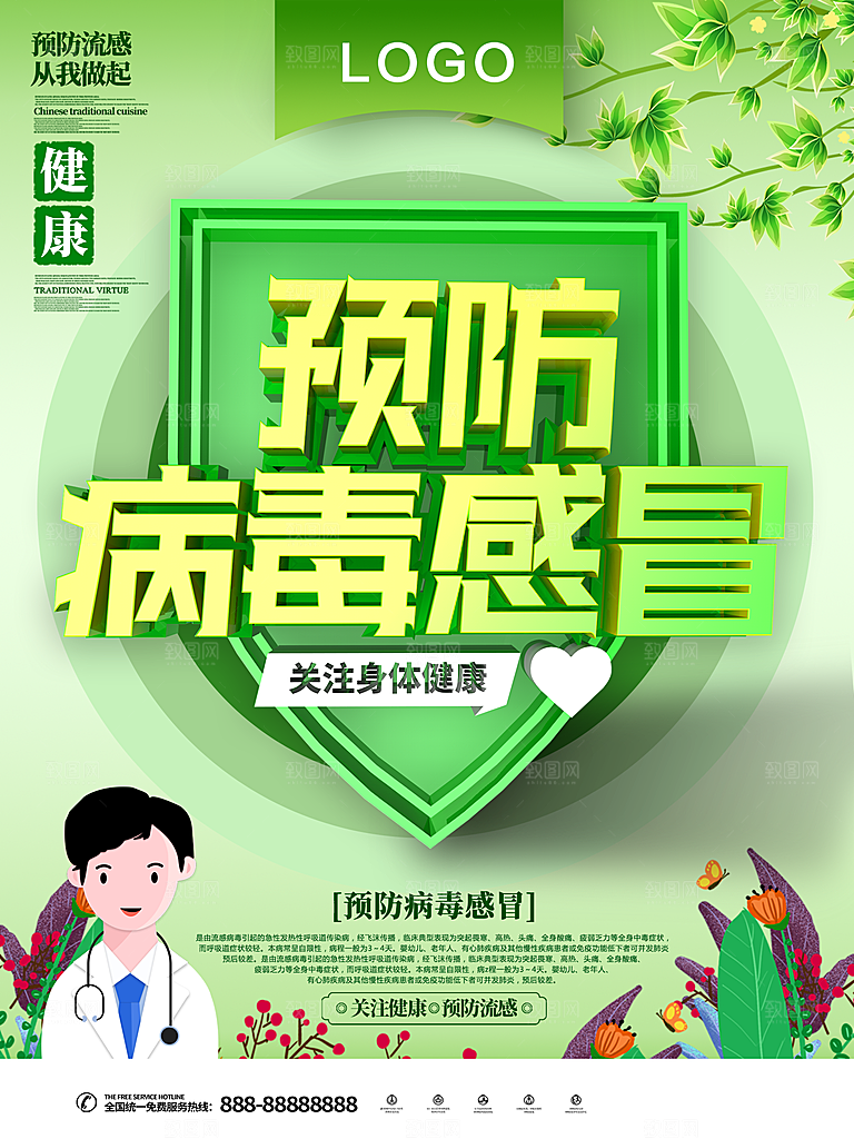 预防病毒感冒海报