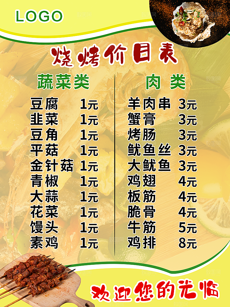 美味炸鸡价目表菜单