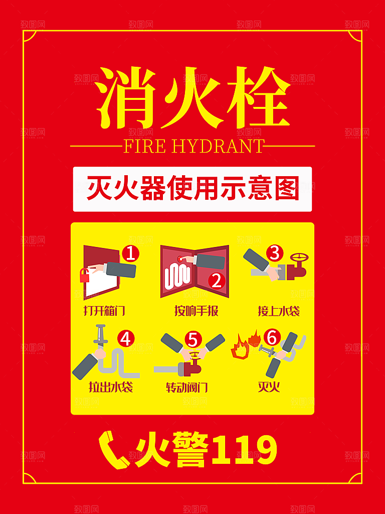 消火栓灭火器使用示意图