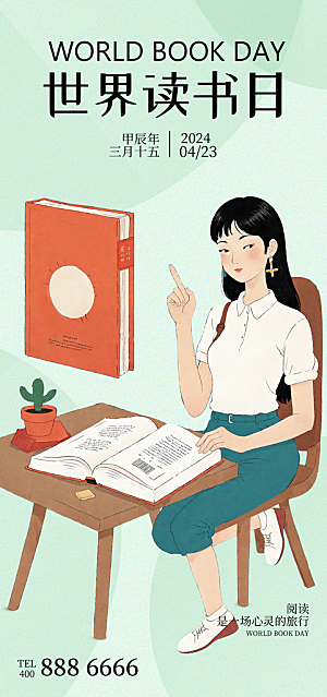 世界读书日简约创意海报