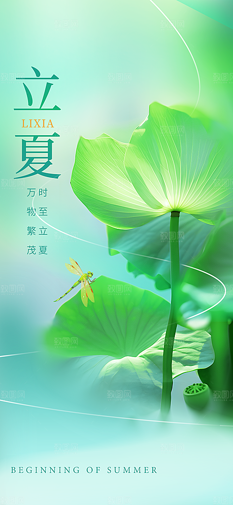 中国传统节气立夏手机海报