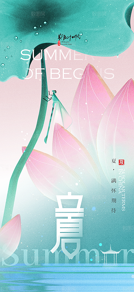 中国传统节气立夏手机海报