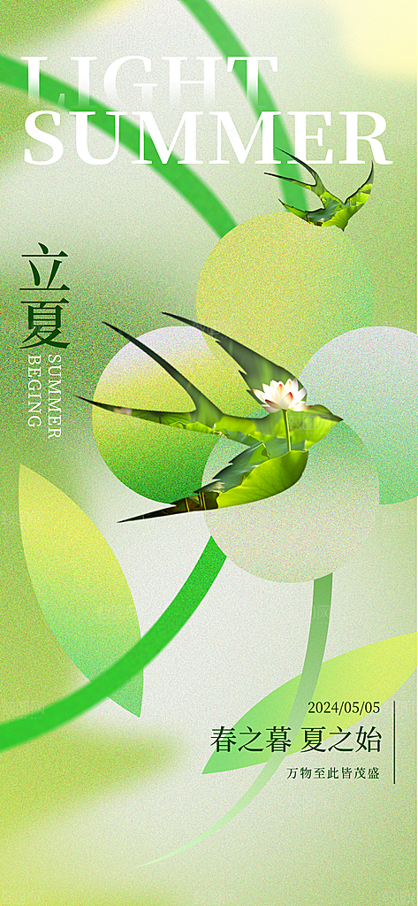 中国传统节气立夏手机海报