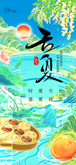 中国传统节气立夏手机海报