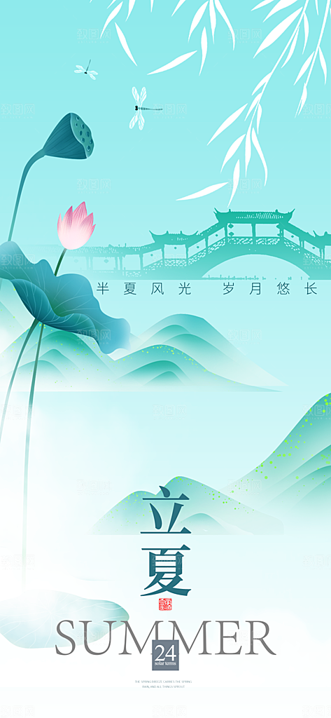 中国传统节气立夏手机海报