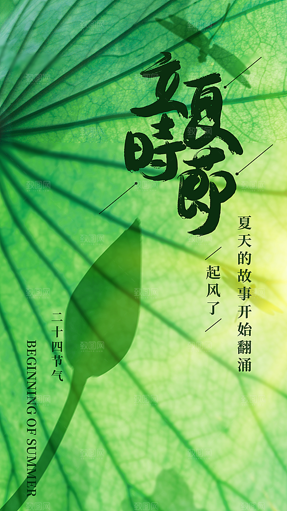 中国传统节气立夏手机海报