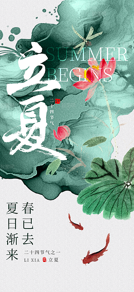 中国传统节气立夏手机海报