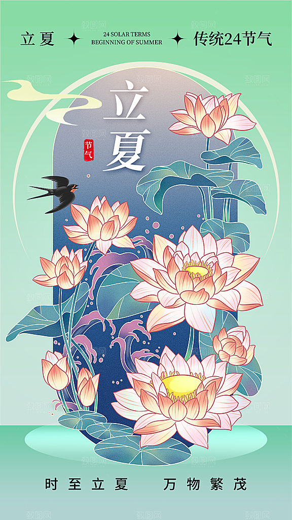 中国传统二十四节气立夏海报