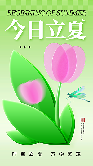 中国传统二十四节气立夏海报