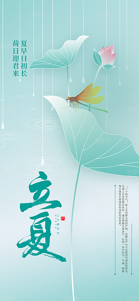 中国传统二十四节气立夏海报