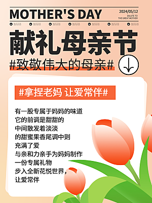 粉色母亲节节日海报