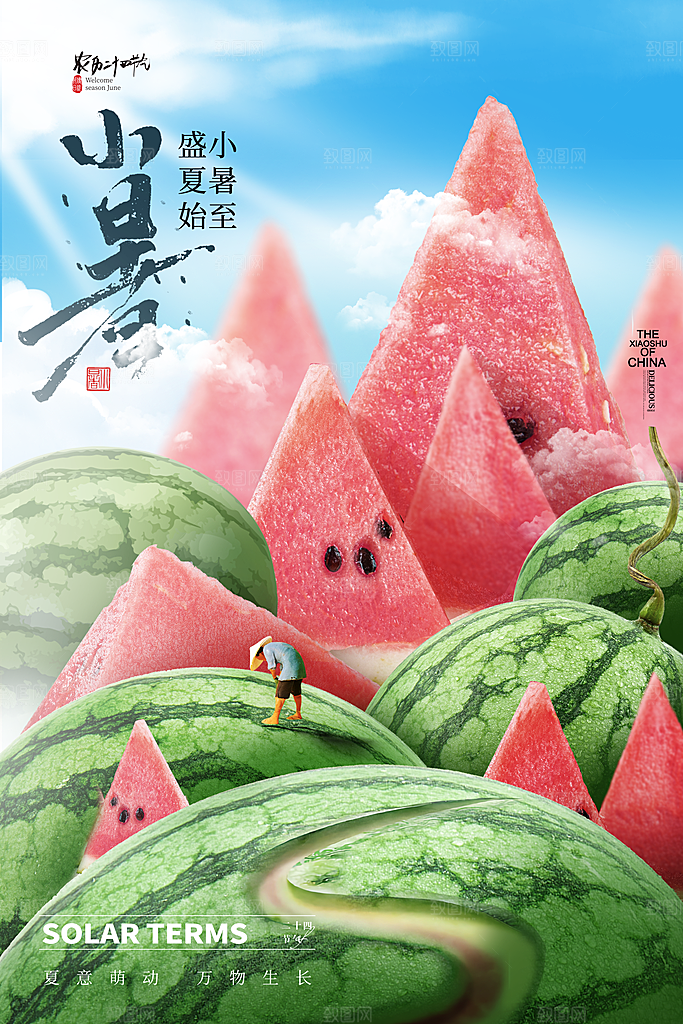 小暑节气简约大气海报