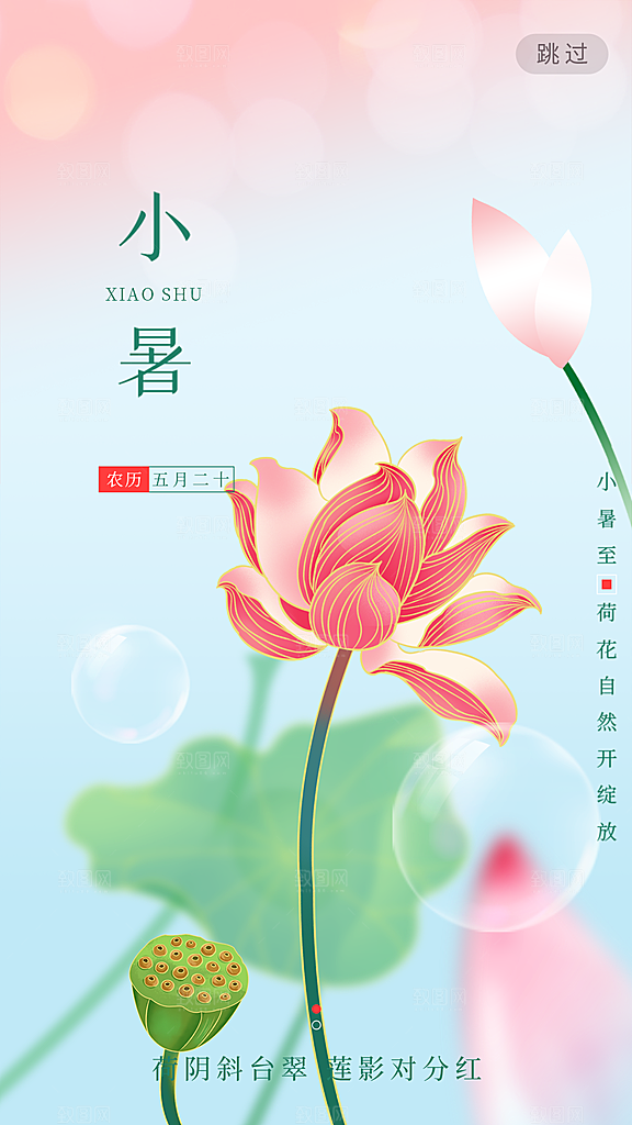 小暑节气简约大气海报