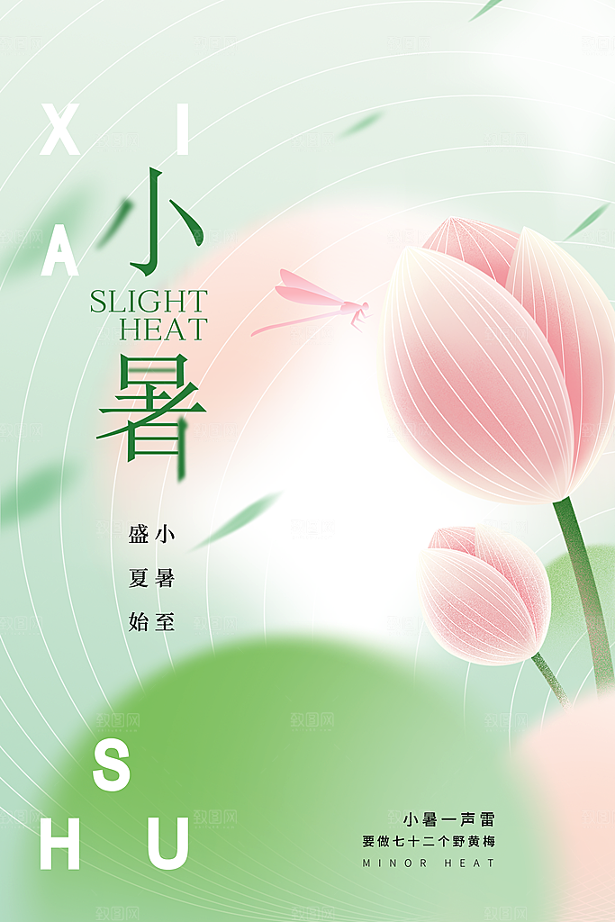 小暑节气简约大气海报
