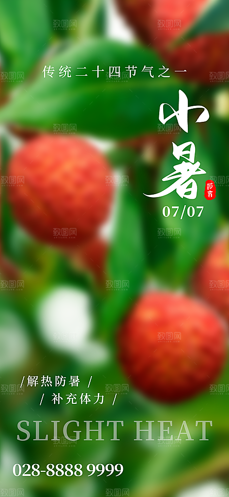 小暑节气简约大气海报