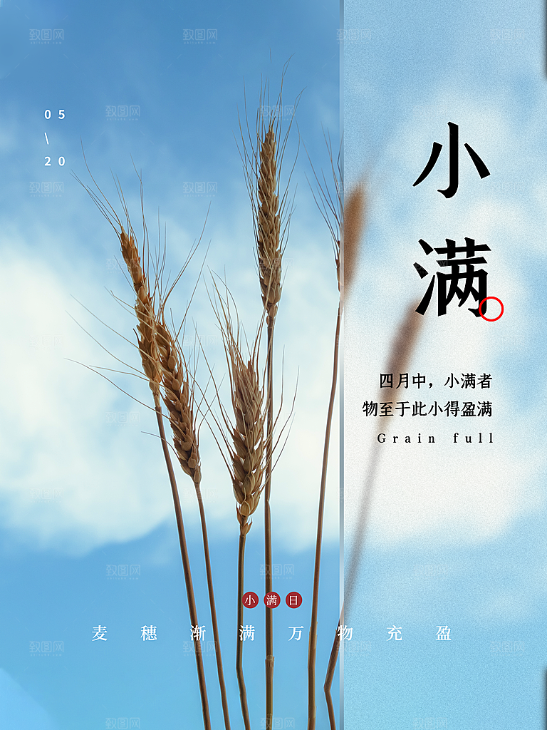 小满芒种节气简约大气海报