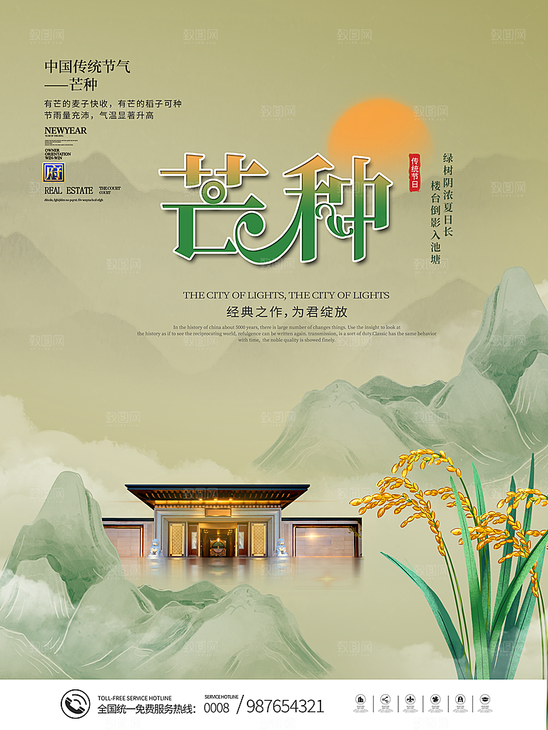 芒种节气简约大气海报