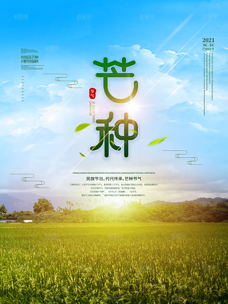 芒种节气简约大气海报