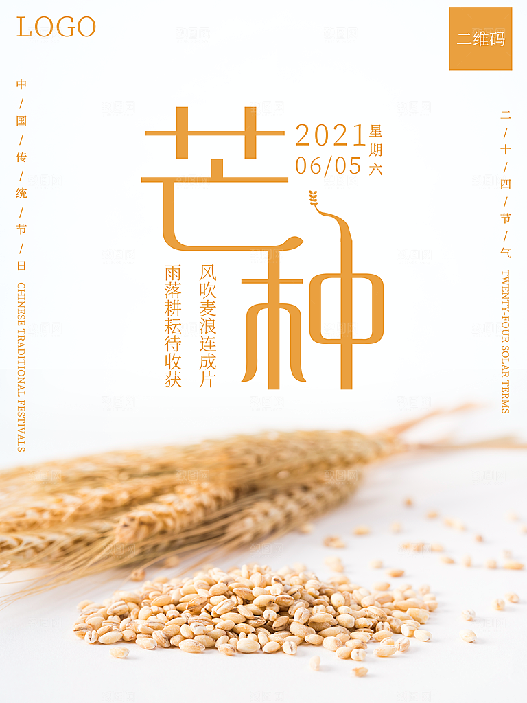 芒种节气简约大气海报