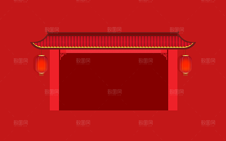 中国风古建筑插画