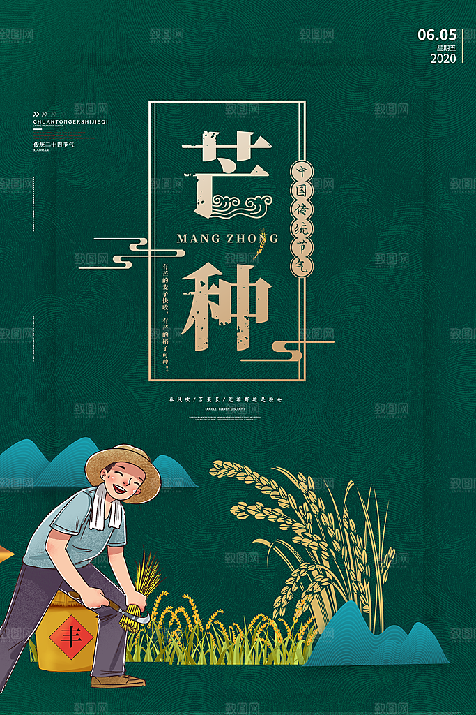 芒种节气简约大气海报