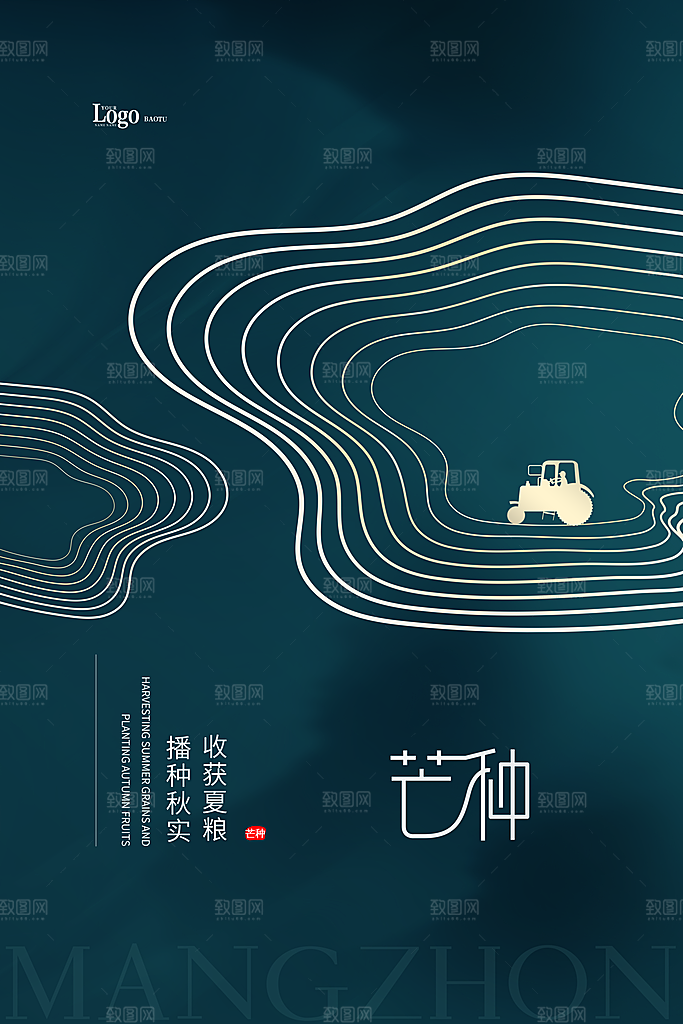 芒种节气简约大气海报