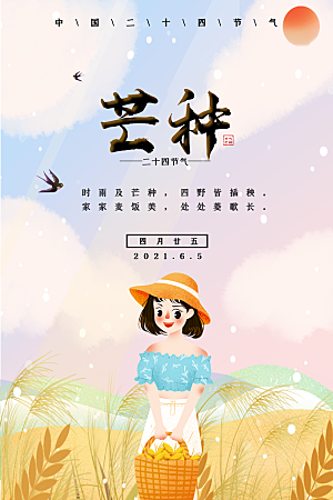 芒种节气简约大气海报