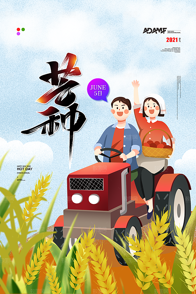 芒种节气简约大气海报