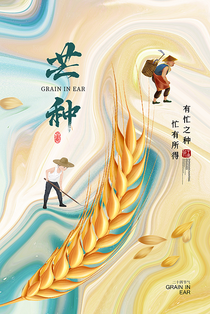 芒种节气简约大气海报