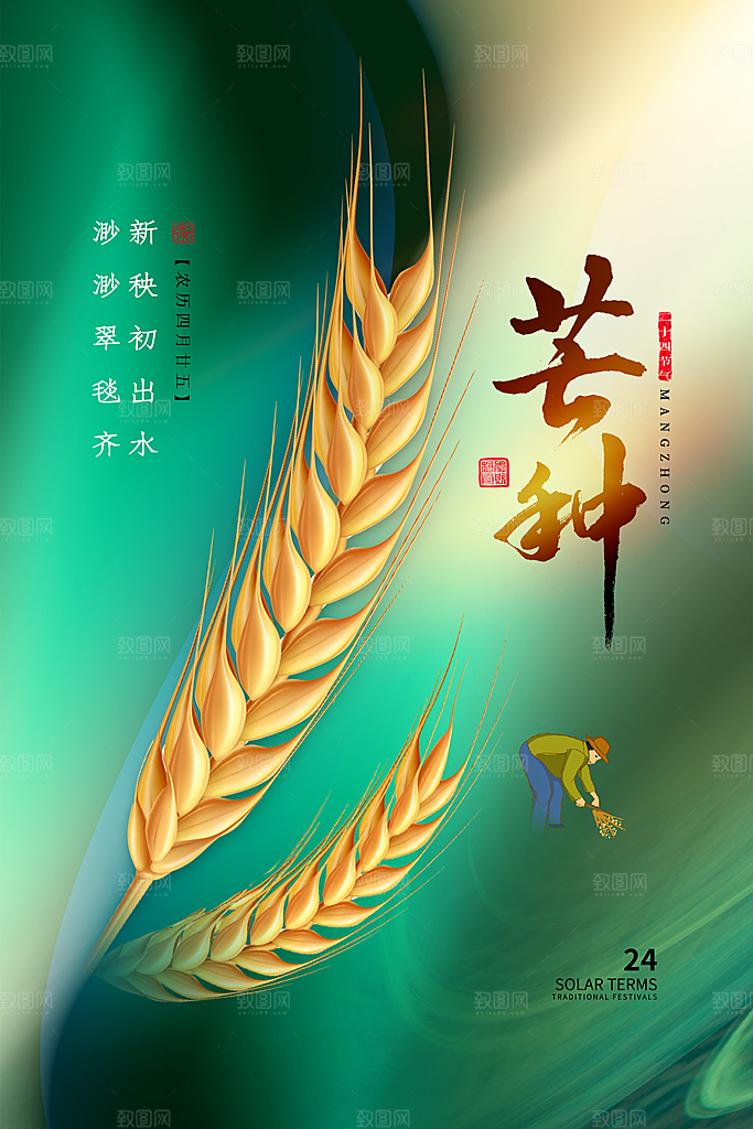 芒种节气简约大气海报