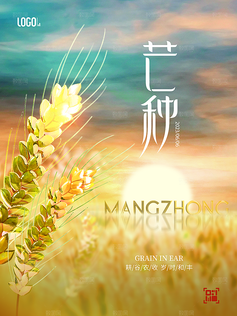 芒种节气简约大气海报