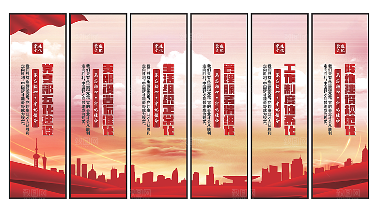 五化建设党建挂画素材