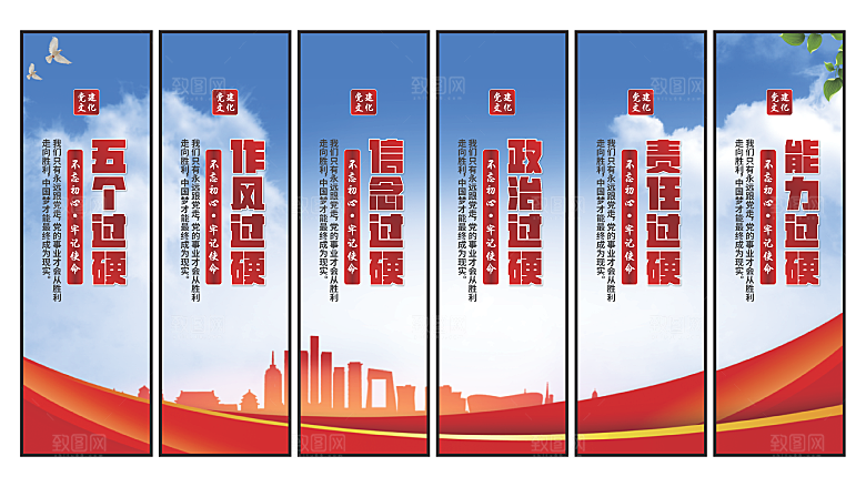 五个过硬党建挂画