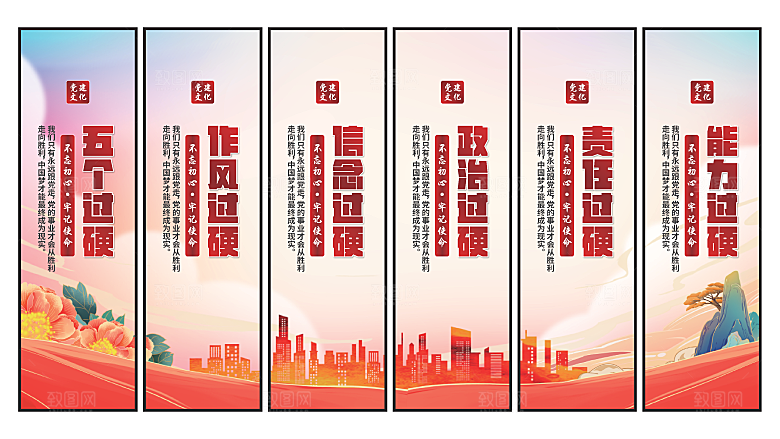 五个过硬党建挂画