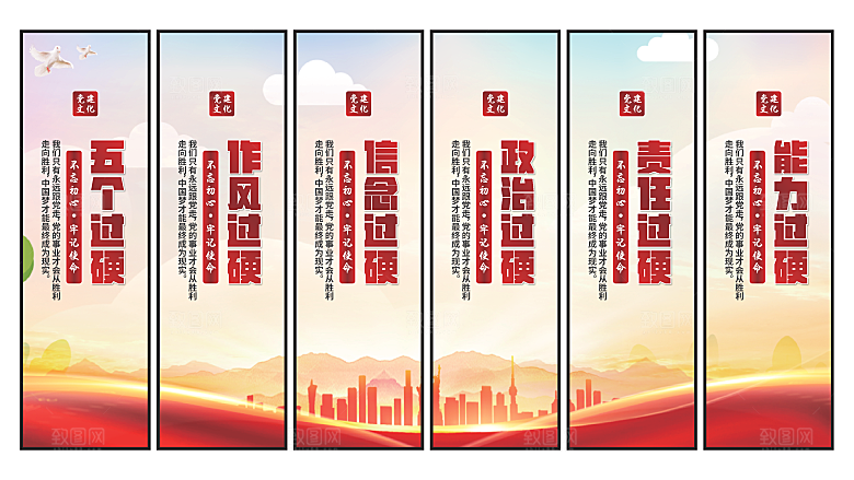 五个过硬党建挂画
