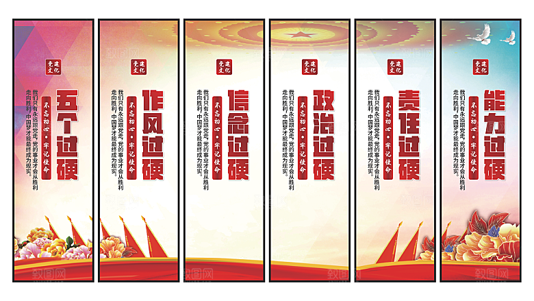 五个过硬党建挂画