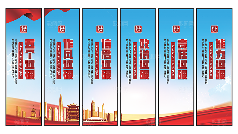 五个过硬党建挂画