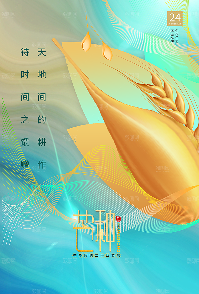 芒种节气简约大气海报