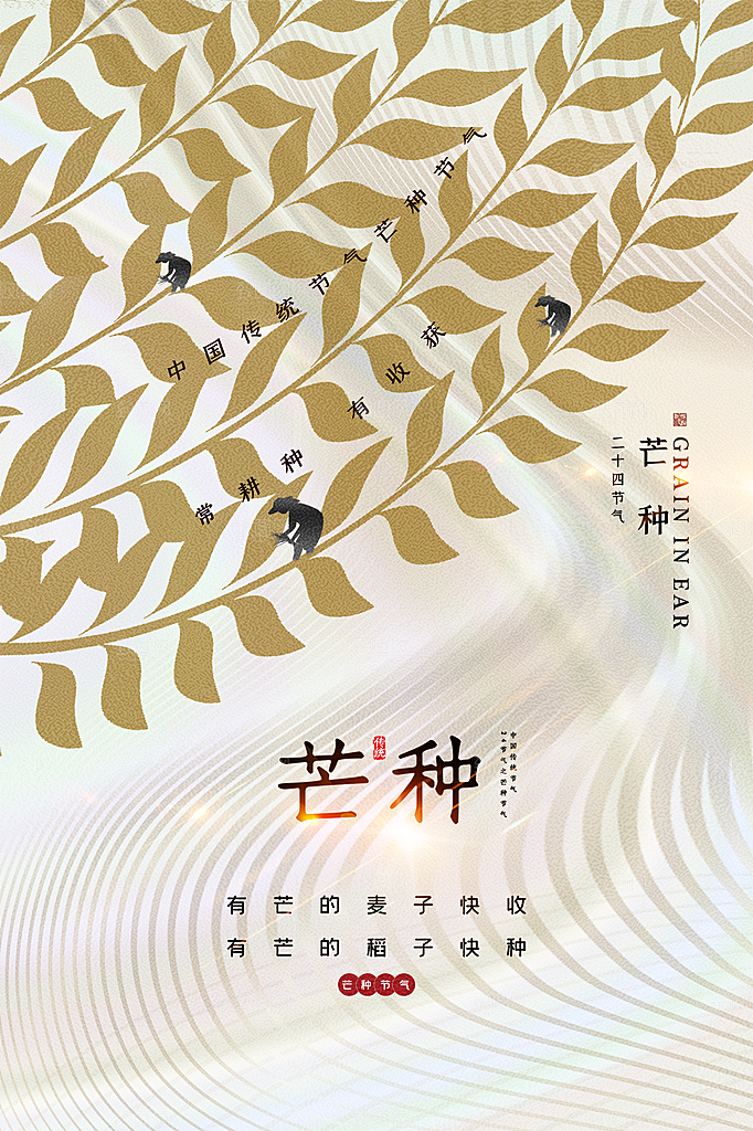 芒种节气简约大气海报