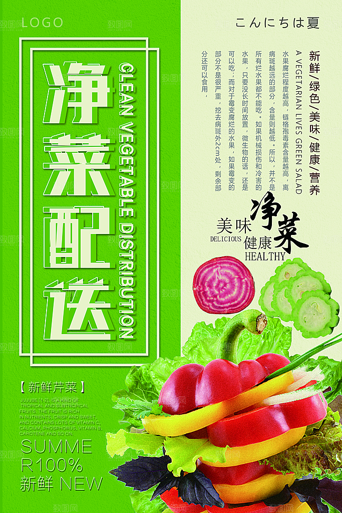 净菜配送宣传海报